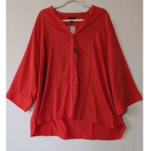 Westbound Woman‎ Wrinkle Free Button Up Shirt Coral Orange Size 3X Office Casual